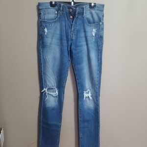 H&M Men's Blue Distressed Slim Fit Jeans Size 33